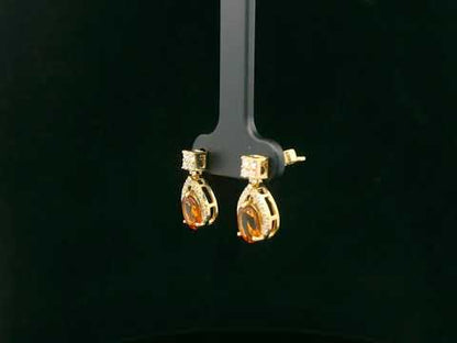 18K yellow gold citrine and diamond drop earrings by Emirates Diamonds