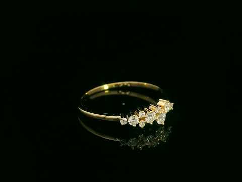 0.22 ct diamond cluster ring in 18K yellow gold, polished slender band, modern luxury statement ring – Emirates Diamonds