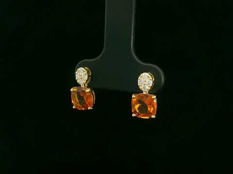 Citrine and diamond drop earrings in 18K yellow gold by Emirates Diamonds