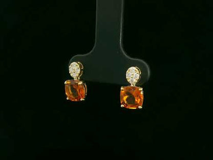 Citrine and diamond drop earrings in 18K yellow gold by Emirates Diamonds
