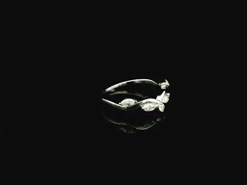 Marquise diamond contour wedding band in 18K white gold designed as a curved ring enhancer with 0.44 carat diamonds.