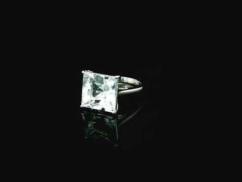 7.76 carat square aquamarine cocktail ring in 18K white gold