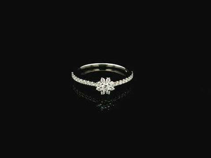 Floral Diamond Ring in 18K White Gold