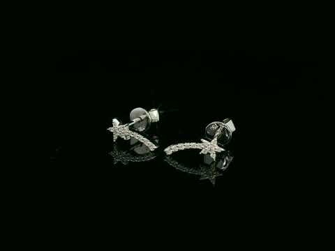 18K white gold shooting star earrings with 0.11 carat diamonds