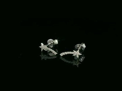 18K white gold shooting star earrings with 0.11 carat diamonds