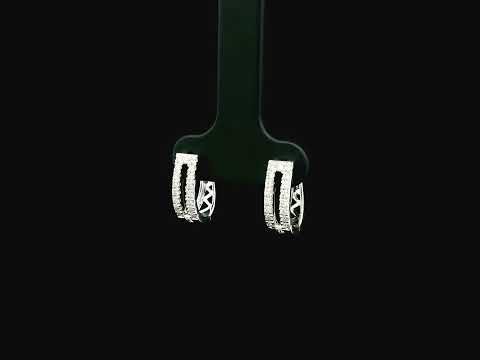 Double row  diamond hoop earrings in 18K white gold with pavé-set natural diamonds.