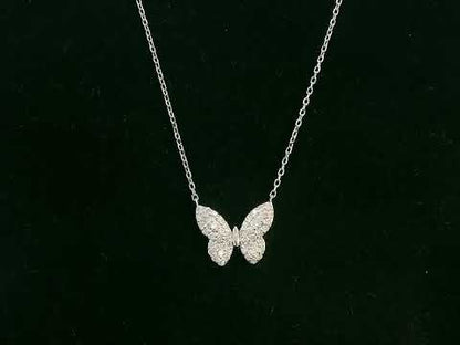 Diamond Butterfly Necklace in 18K White Gold