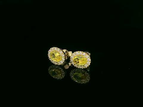 18K yellow gold yellow sapphire and diamond halo stud earrings by Emirates Diamonds