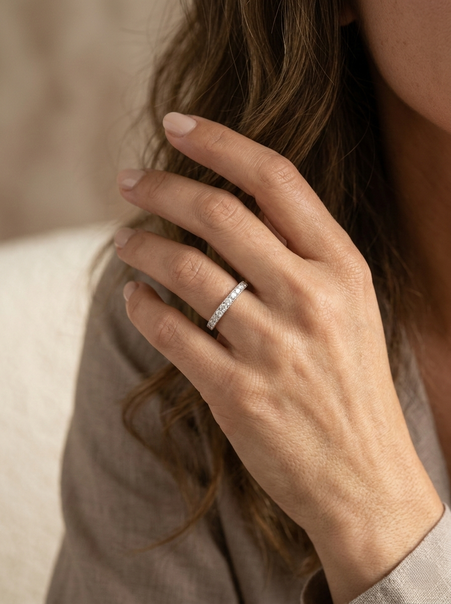 Diamond half eternity ring 0.37 carat in 18K white gold by Emirates Diamonds