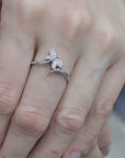 Dragonfly Diamond Ring In 18k White Gold.