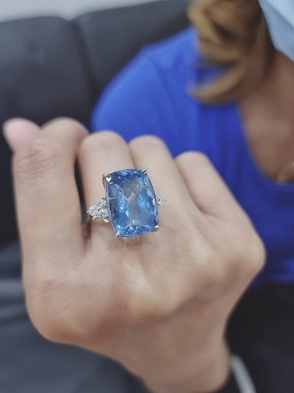 Blue Topaz Ring Crafted In 18K White Gold