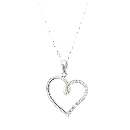 Heart Shape Diamond Pendant Crafted In 18K White Gold