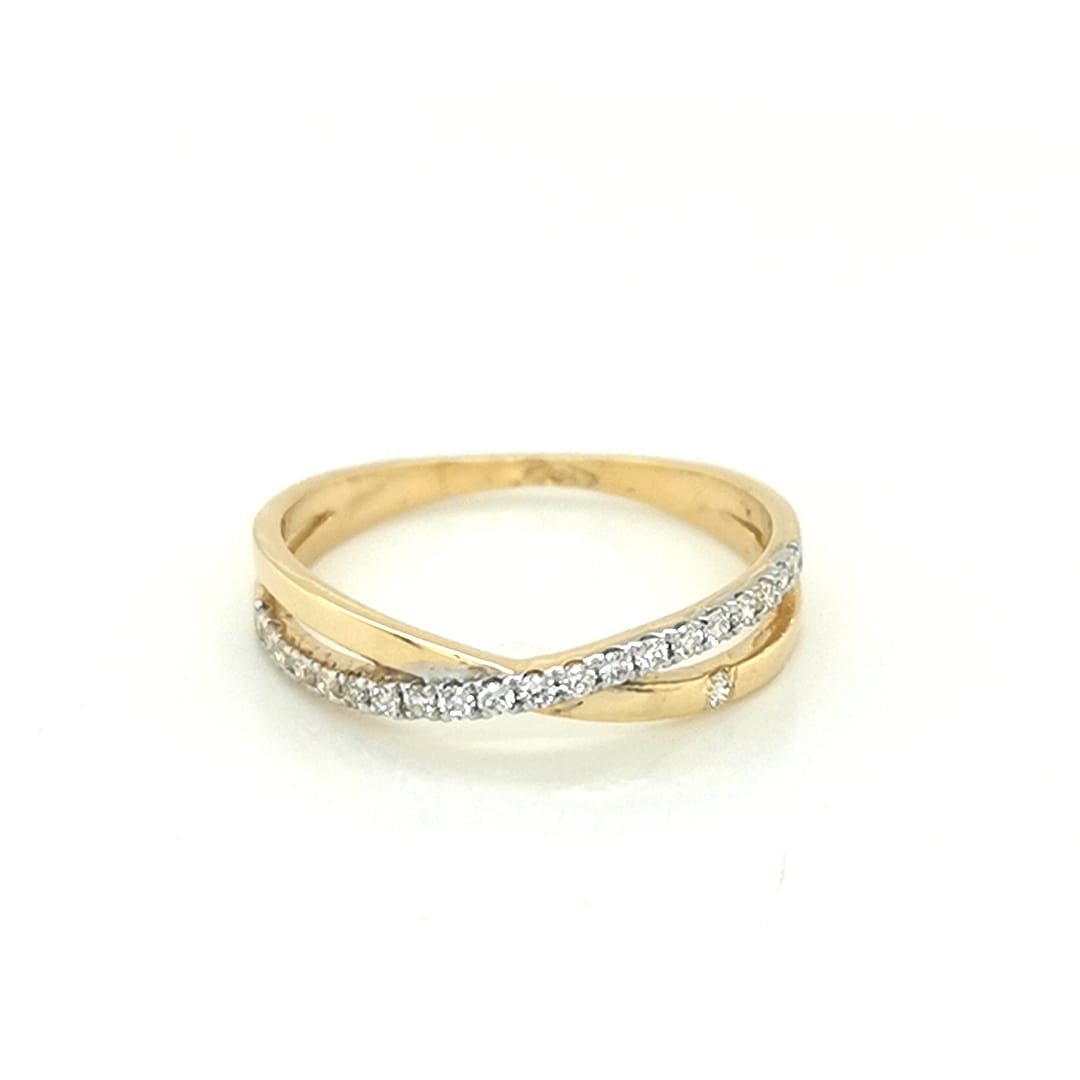 Cross Diamond Ring crafted In 18K Yellow Gold
