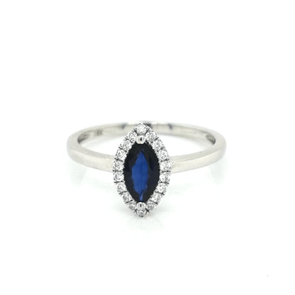 Sapphire And Diamond Ring In 18k White Gold