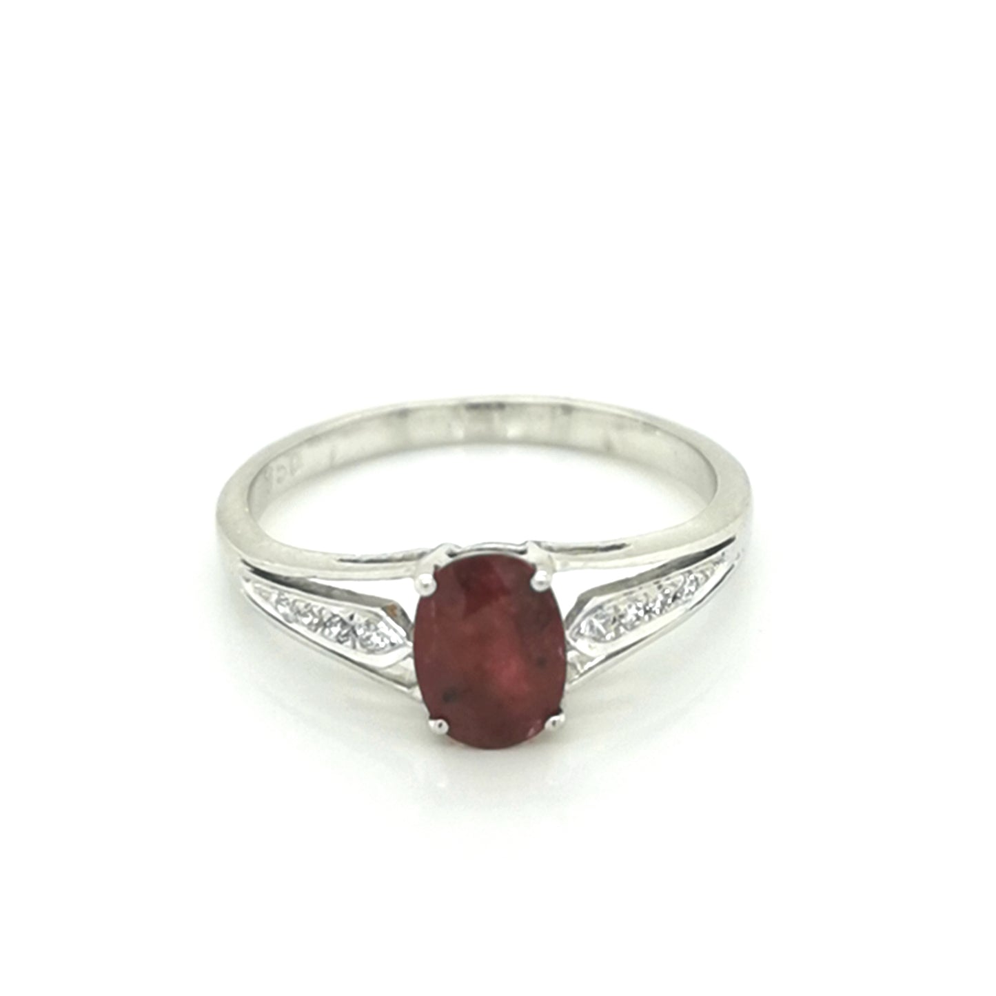 Ruby And Diamond Ring In 18k White Gold