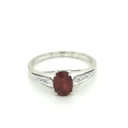 Ruby And Diamond Ring In 18k White Gold