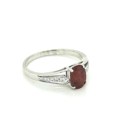 Ruby And Diamond Ring In 18k White Gold