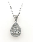 Pear Shape Cluster Diamond Pendant Crafted In 18K White Gold