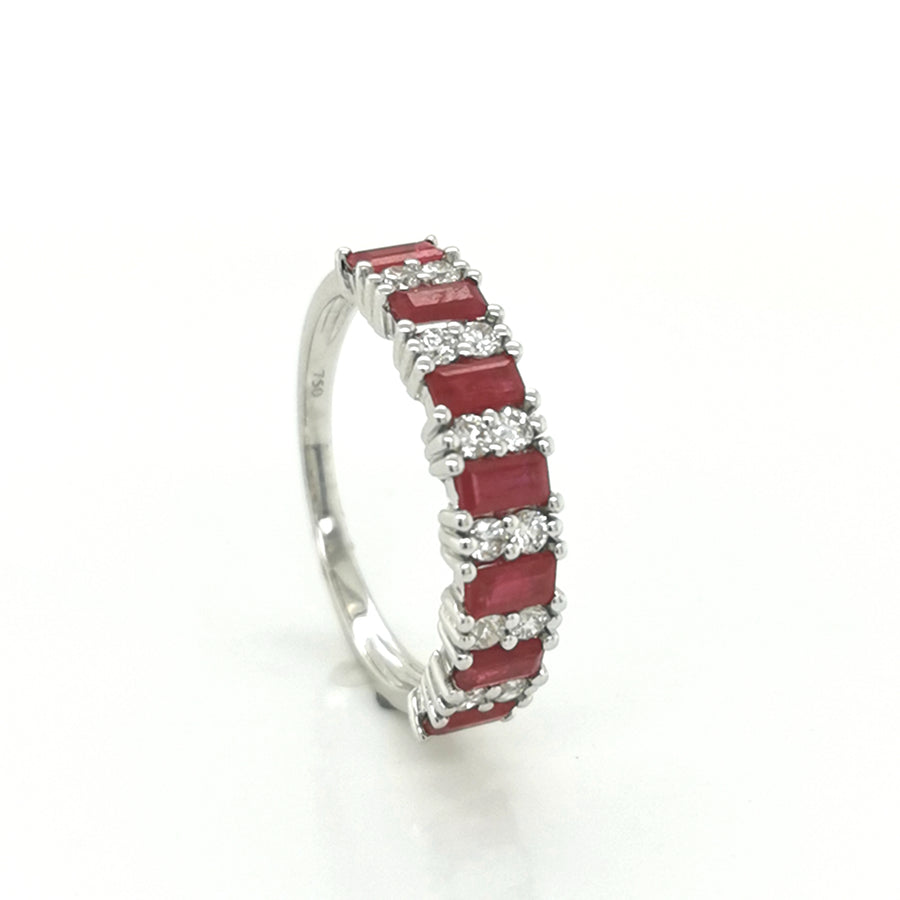 Ruby And Diamond Ring In 18k white Gold