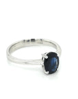 Solitaire Sapphire Ring In 18k White Gold