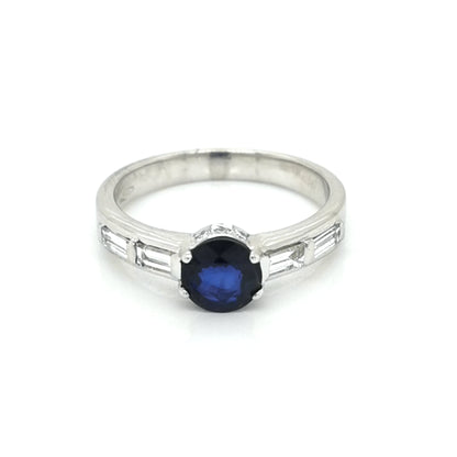 Sapphire And Diamond Ring In 18k White Gold