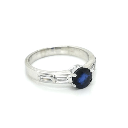 Sapphire And Diamond Ring In 18k White Gold