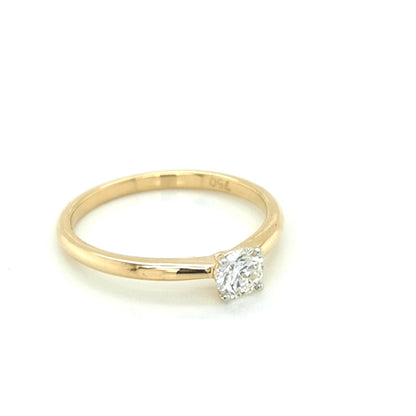 Solitaire Diamond Ring In 18k Yellow Gold