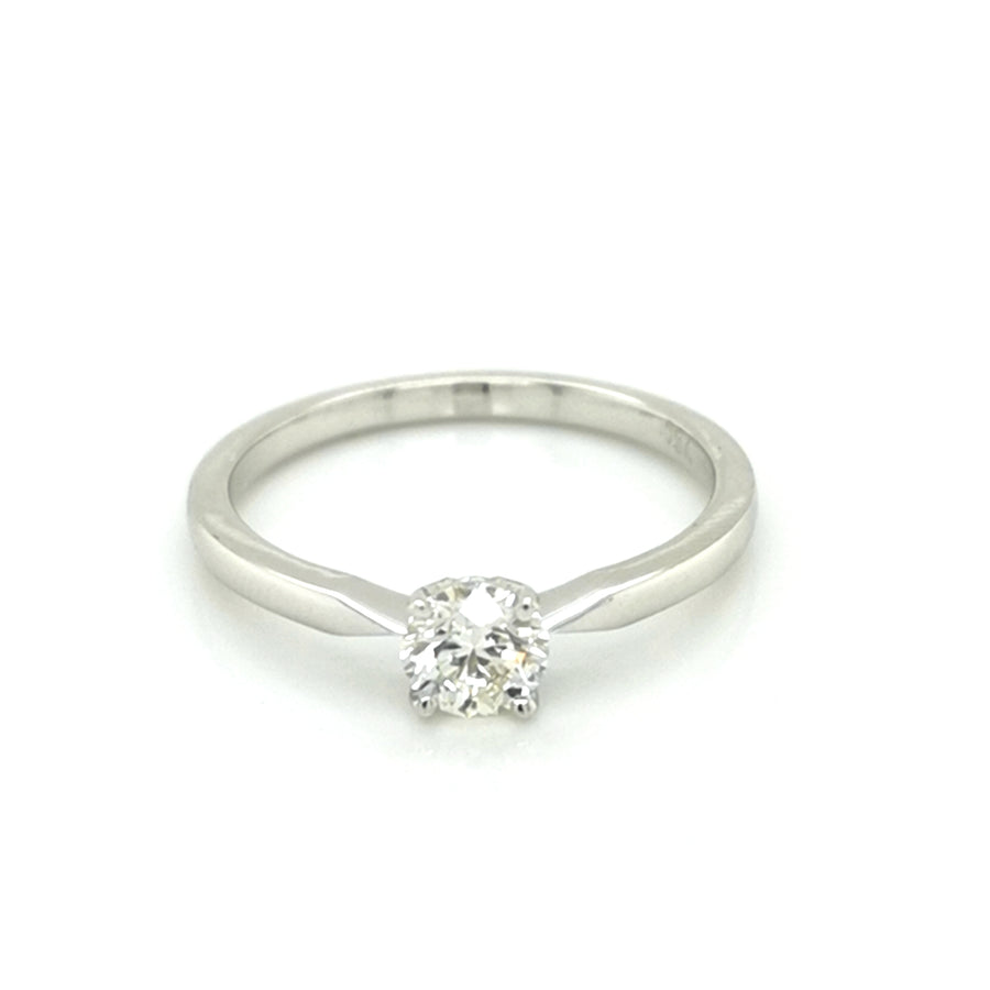 Solitaire Diamond Ring In 18k White Gold.