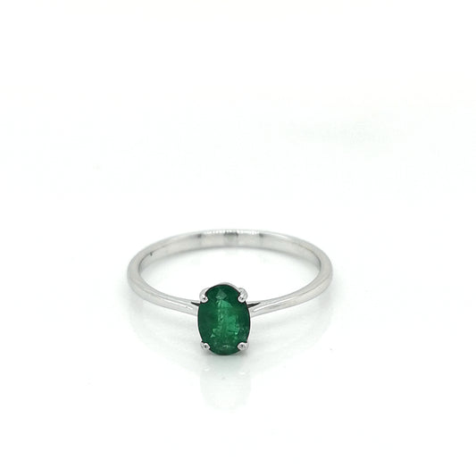 Emerald Ring In 18k White Gold