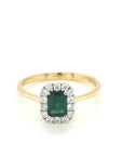 Emerald And Diamond Ring In 18k Yellow Gold