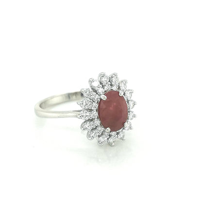 Ruby And Diamond Ring In 18k White Gold