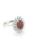 Ruby And Diamond Ring In 18k White Gold
