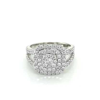 Cluster Diamond Ring In 18k White Gold.