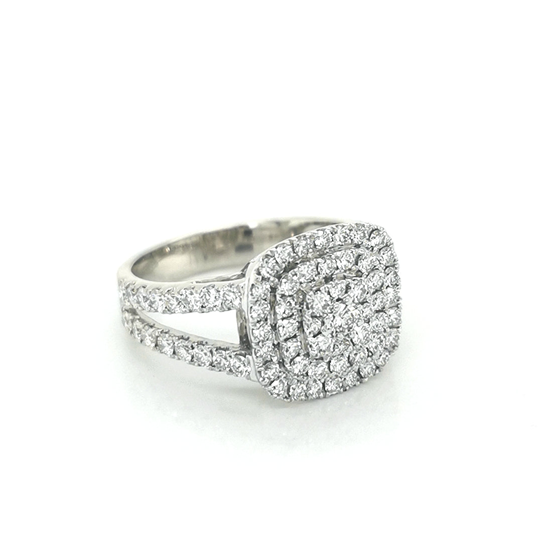 Cluster Diamond Ring In 18k White Gold.