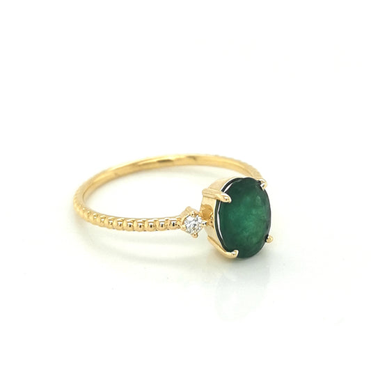 Emerald And Diamond Ring In 18k Yellow Gold. R