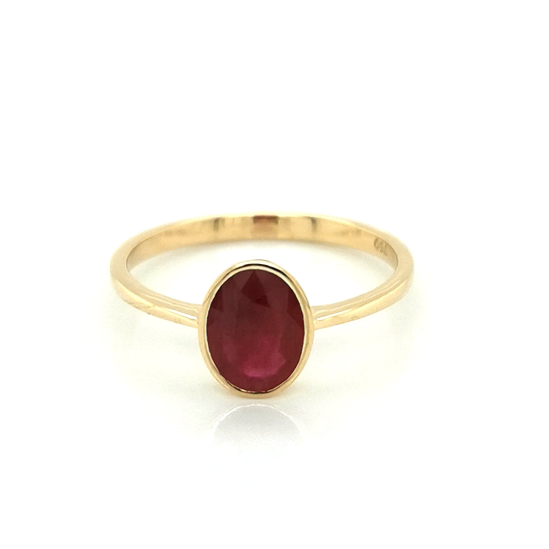 Solitaire Ruby Ring Crafted In 18k Yellow Gold