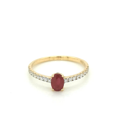 Ruby And Diamond Ring In 18k  Yellow Gold