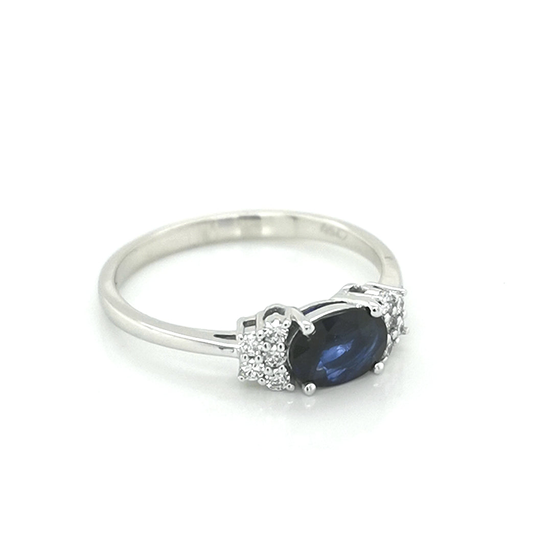 Sapphire And Diamond Ring In 18k White Gold.