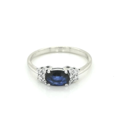 Sapphire And Diamond Ring In 18k White Gold.