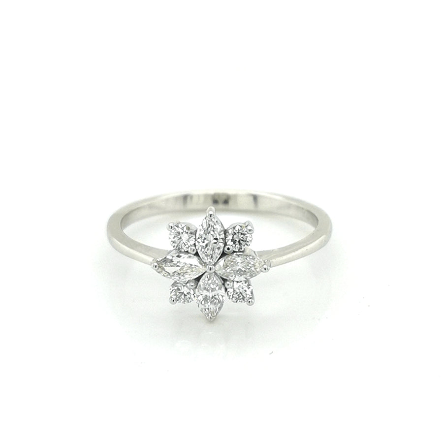 Diamond Ring In 18k White Gold.