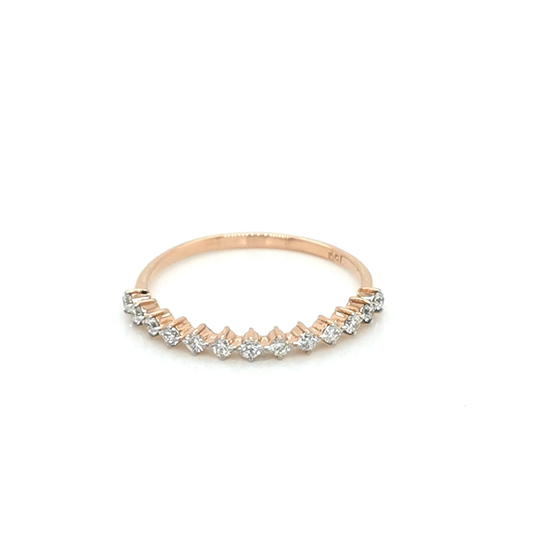 Half Eternity Diamond Ring Set In 18k Rose Gold.