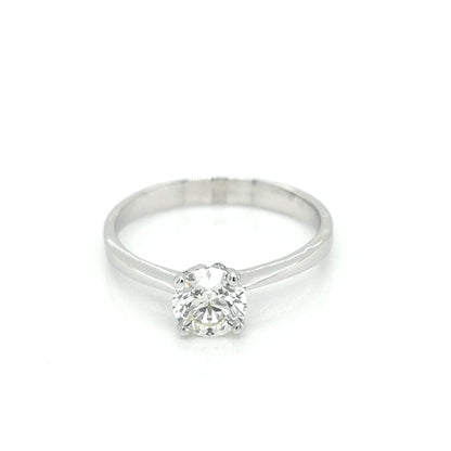 Solitaire Diamond Ring In 18k White Gold.