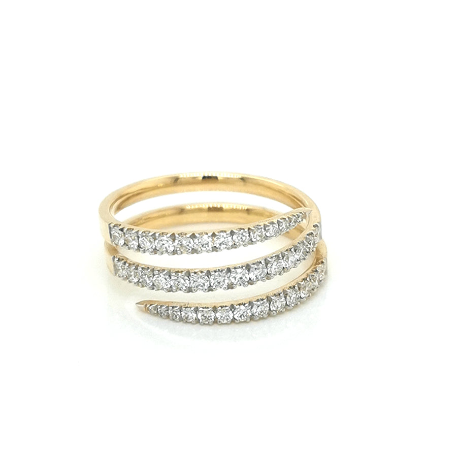 Spiral Diamond Ring In 18k Yellow Gold.