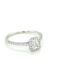 Solitaire Radiant Cut Diamond Ring In 18k White Gold.