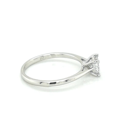 Solitaire Princess Cut Diamond Ring In 18k White Gold.