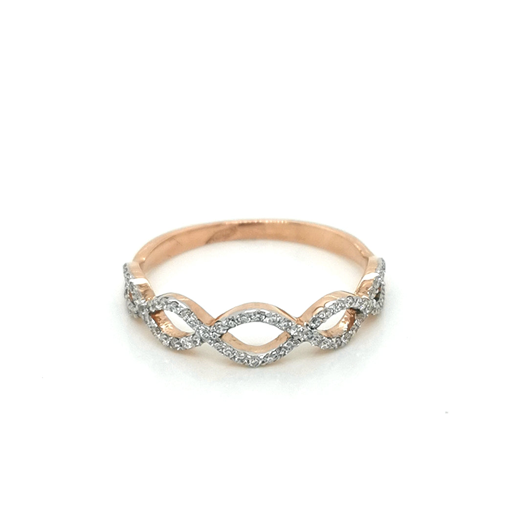 Intertwining Diamond Ring In 18k Rose Gold.