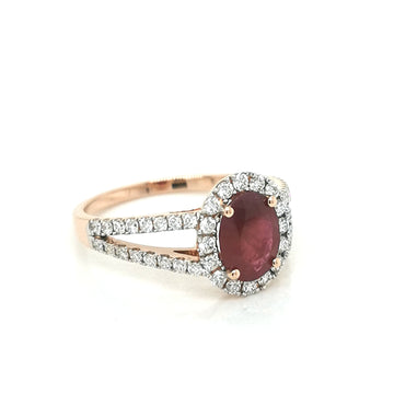 Ruby And Diamond Ring In 18k Rose Gold