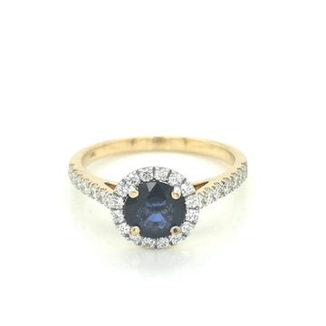 Sapphire And Diamond Ring In 18k Yellow Gold