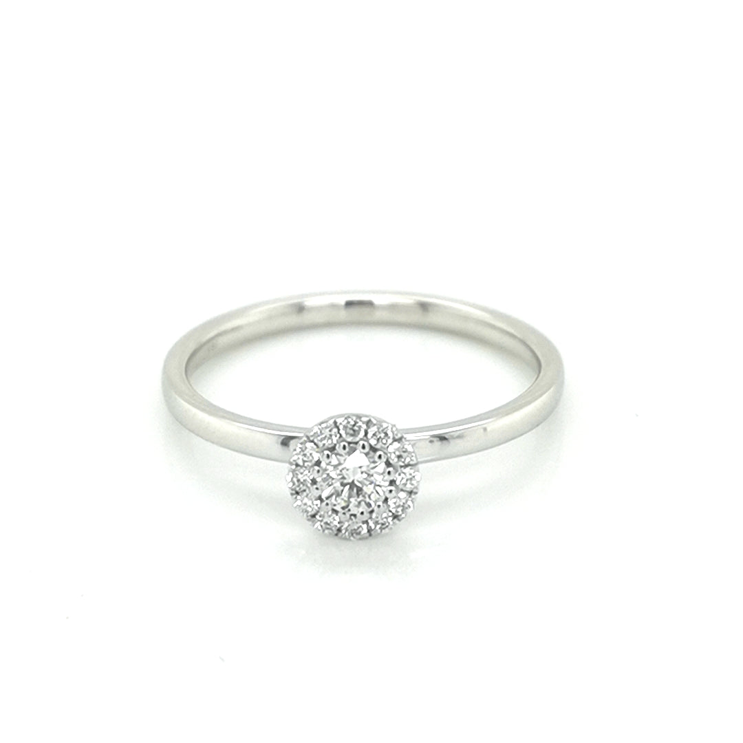 Dainty Diamond Engagement Ring In 18k White Gold