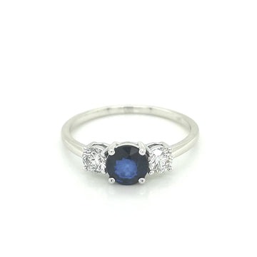 Sapphire And Diamond Ring In 18k White Gold.